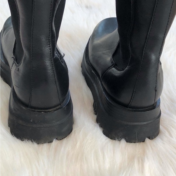 Steve Madden Explorer Chelsea black Boots 7.5 stretch platform chunky leather - Picture 8 of 11